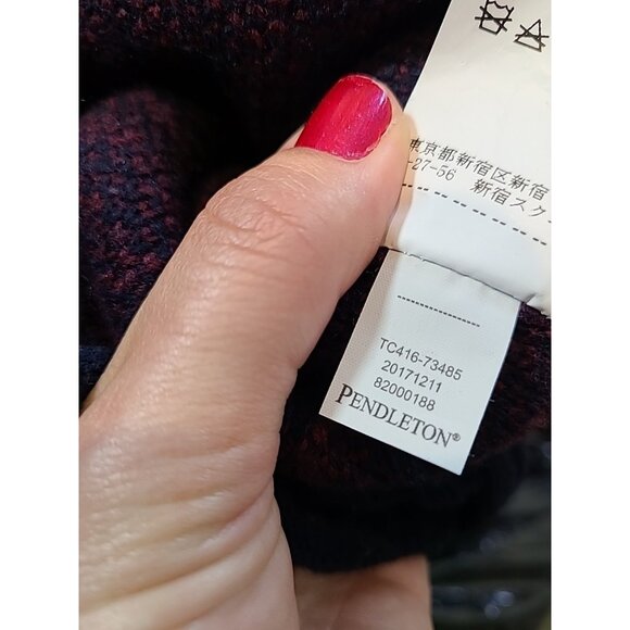 Pendleton Houndstooth Sweater Wool Women Size Small Heritage Old Money Navy Pink - Picture 8 of 8